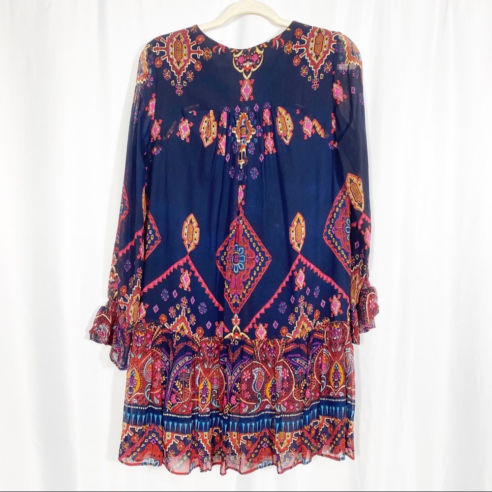 Soft Surroundings Iskra Paisley Floral Embroidered Bohemian Tunic: Navy Blue - Picture 5 of 14